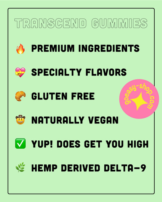 Go Easy Edibles 50MG Transcend Gummies Infographic