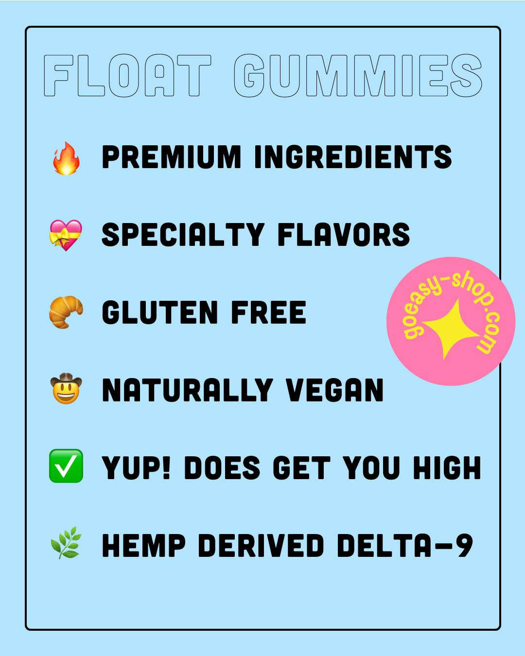 Go Easy Edibles 30MG Float Gummies Infographic